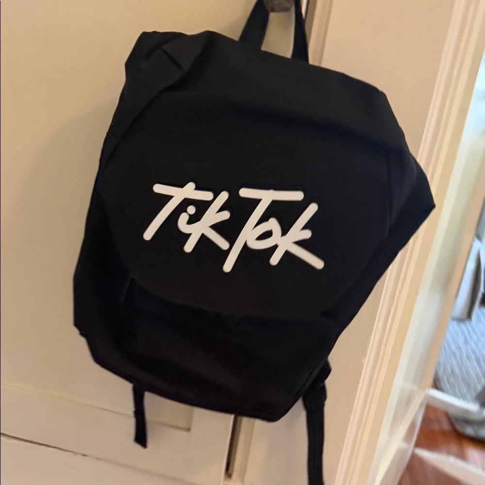 Black TikTok Logo Full Size Backpack